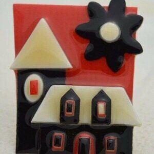 Vintage HOUSE PINS BY LUCINDA Mixed Materials Pin
